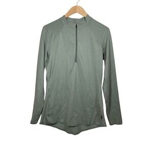 REI Co Op Womens Long Sleeve Quarter Zip Athletic Pullover Top Green